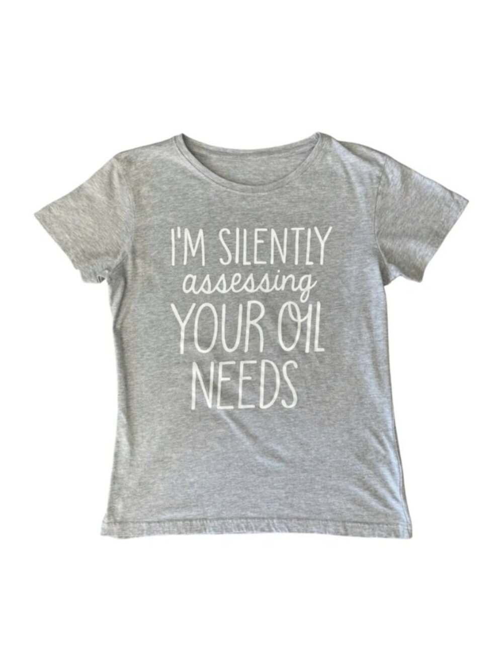 Essential Oils Graphic T-Shirt Womens Size L Funny Wellness Scoop Neck Tee